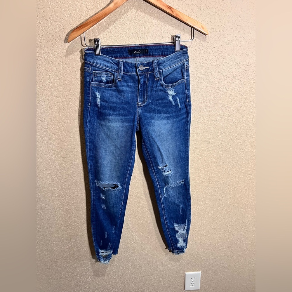 Cello Women's Ankle Distressed Denim Jeans